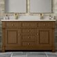 James Martin Vanities Brookfield 60" Double Bathroom Vanity in Honey Oak with Single Hole 3 cm White Zeus Quartz Top and Rectangular Sinks, , large
