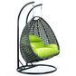 Leisuremod Patio 2-Seat Hanging Egg Swing Chair with Light Green Cushion in Charcoal, , large