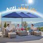 HOMLUX 15" Double-Sided Outdoor Market Umbrella with Sandbag Base and White LED Beads in Royal Blue, , large