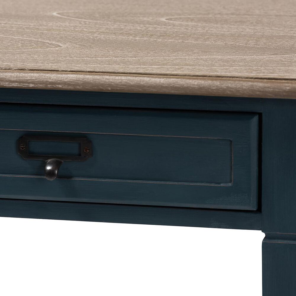 Baxton Studio Dauphine Writing Desk in Blue and Oak, , large