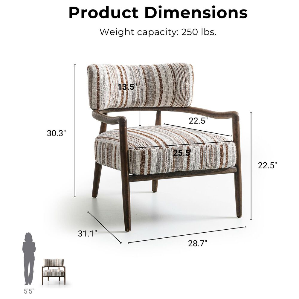 Furniture of America Premier Accent Chair in Malted Linen Stripe, , large