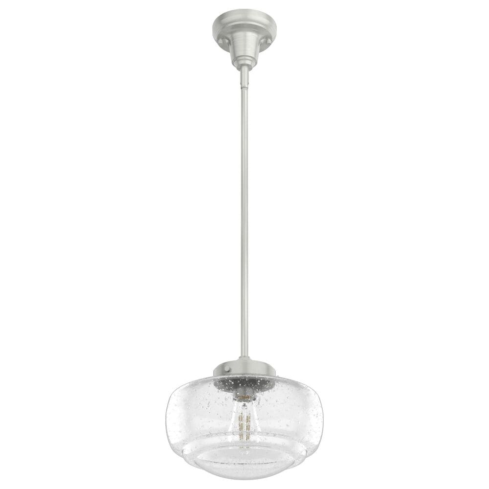 Hunter Saddle Creek 10&quot; 1-Light Pendant with Clear Seeded Shade in Brushed Nickel, , large