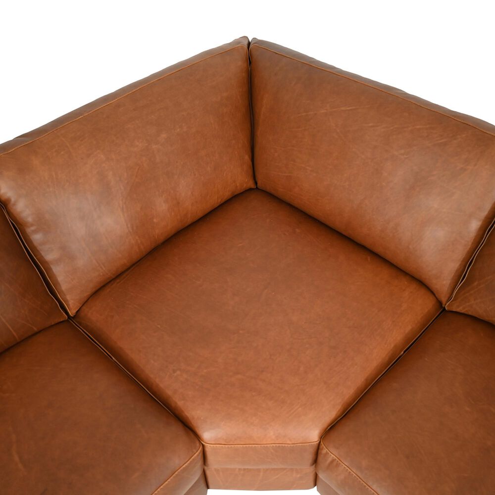Bordeaux &amp; Co 4-Piece Leather Sectional in Leon Maple, , large