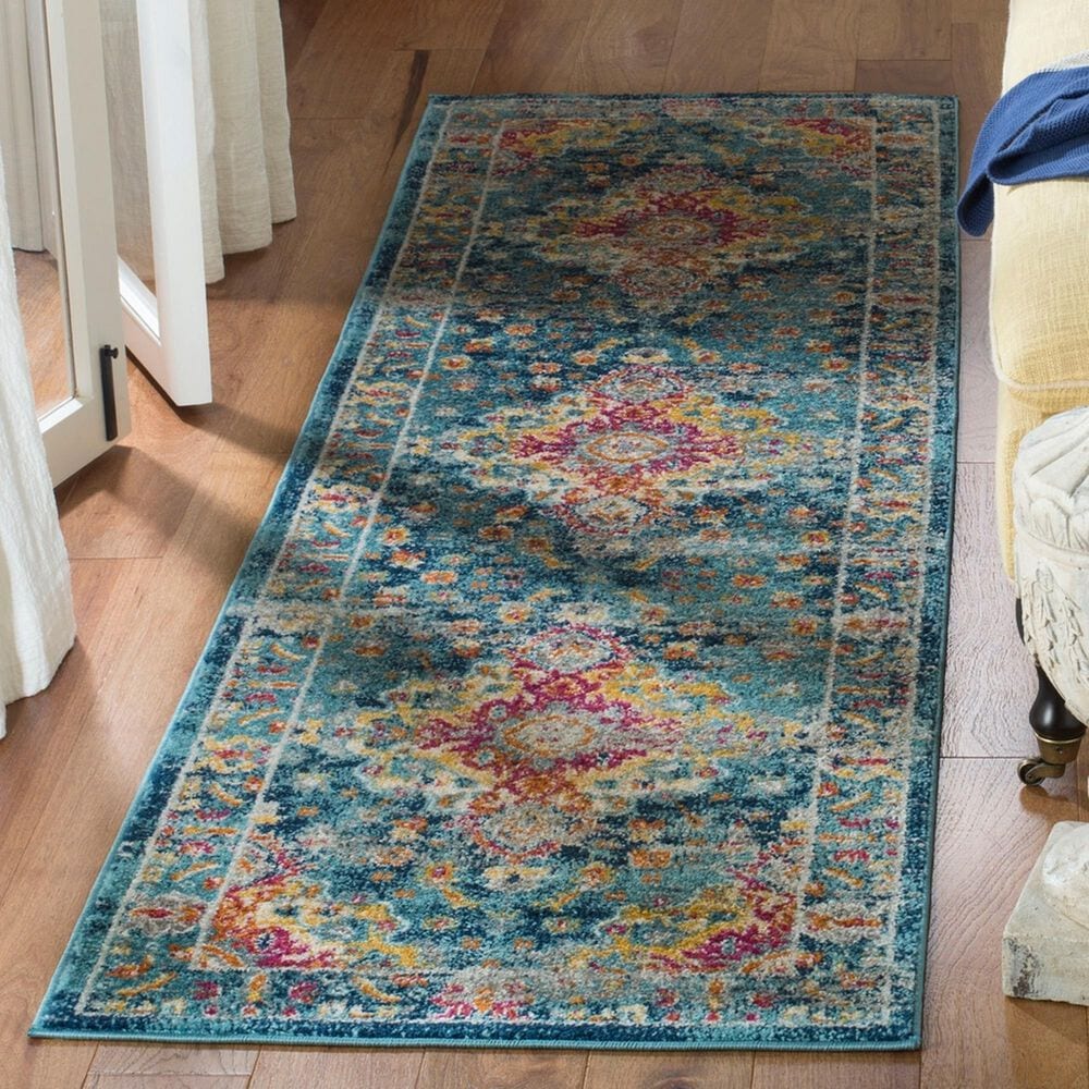 Safavieh Madison MAD154L 2&#39;3&quot; x 8&#39; Teal and Fuchsia Runner, , large