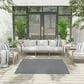 Nourison Courtyard Ivory and Blue 5" Square Indoor/Outdoor Area Rug, , large