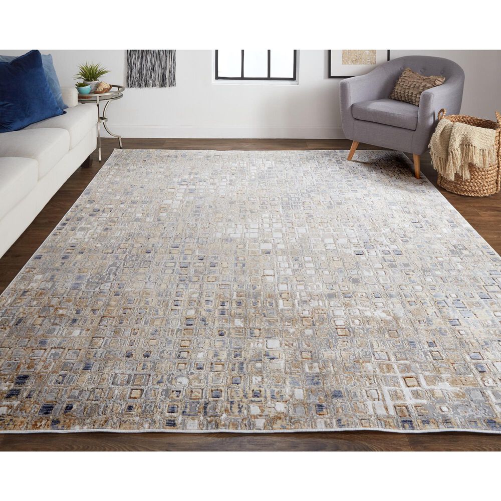 Feizy Laina Geometric 5&#39; x 7&#39;10&quot; Beige and Gray Area Rug, , large