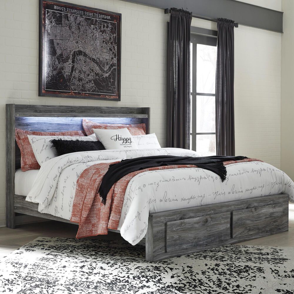 Ashley Baystorm King Panel Bed with 2 Storage Drawers in Gray, , large