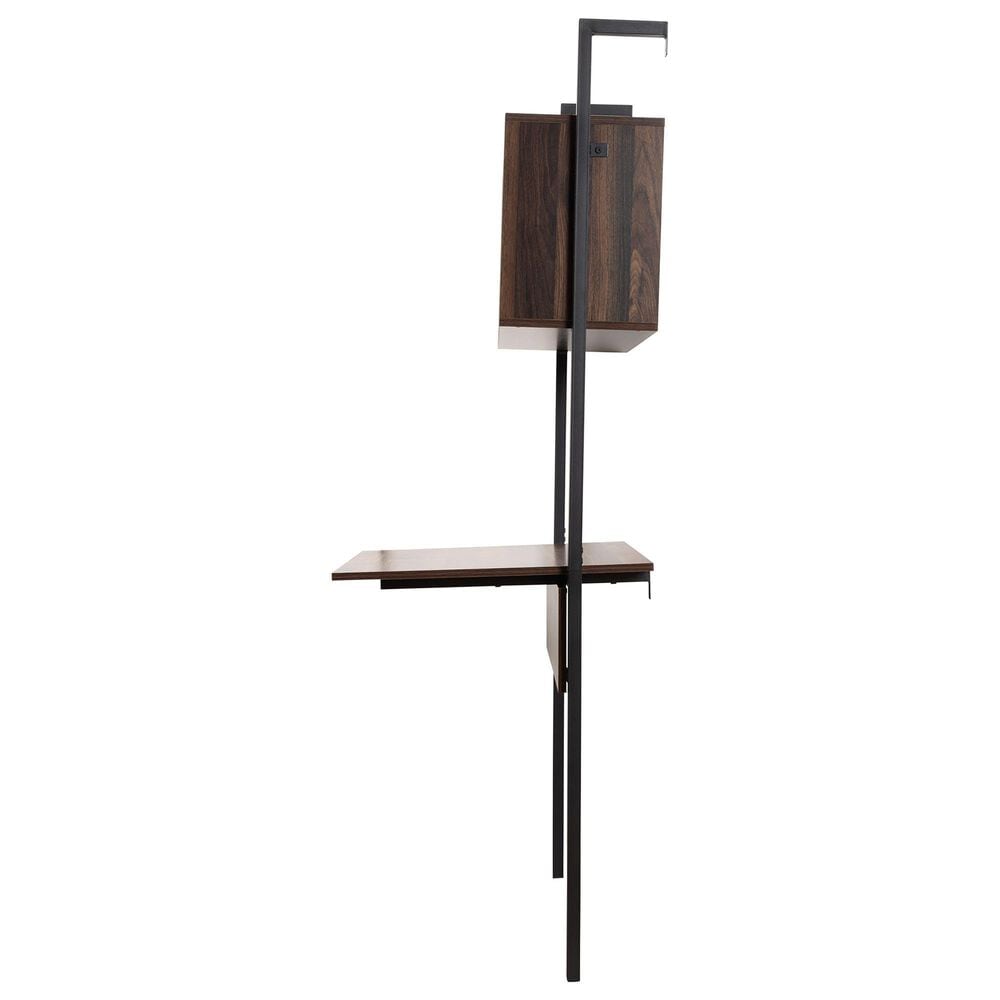 Baxton Studio Fariat Display Shelf with Desk in Walnut Brown and Black, , large