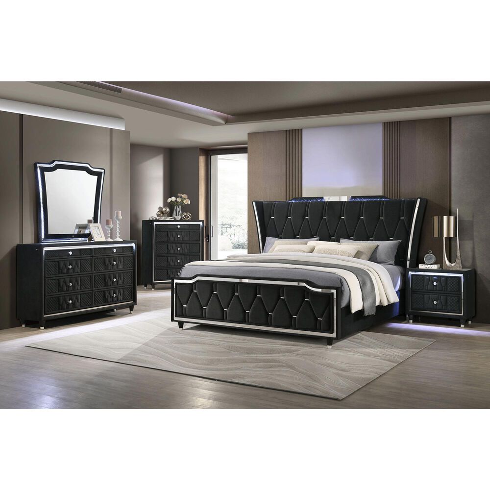 Pacific Landing Lorient Glam Dresser and Mirror in Black, , large