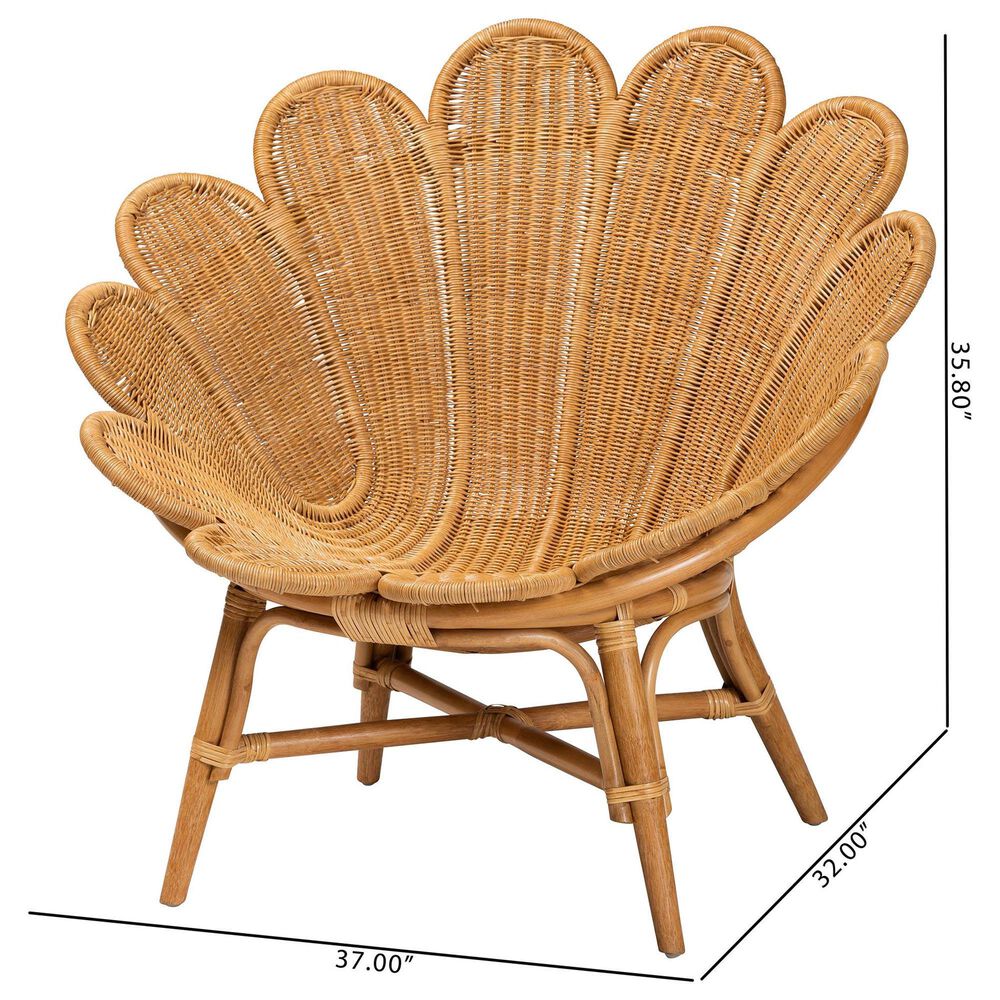 Baxton Studio Blossom Accent Flower Chair in Light Honey, , large