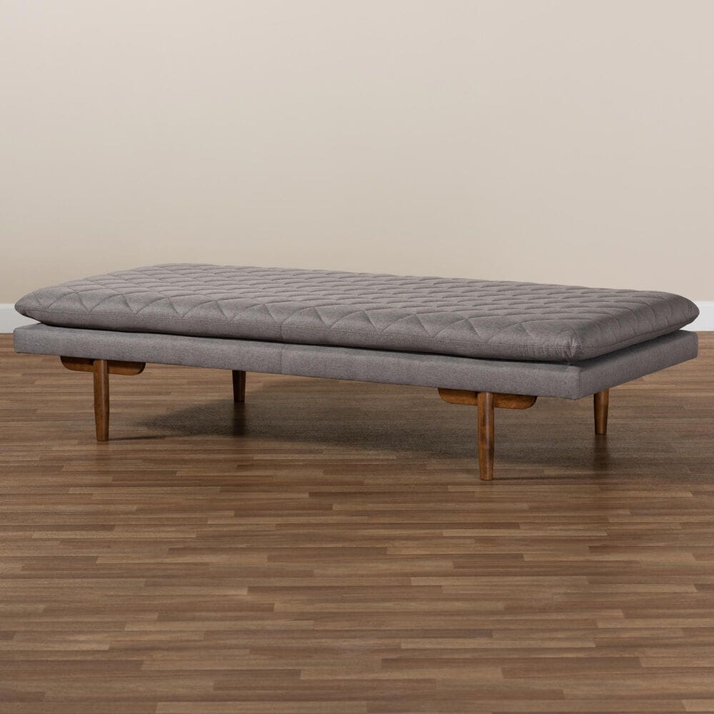 Baxton Studio Marit Twin Daybed with Grey Upholstered in Walnut, , large