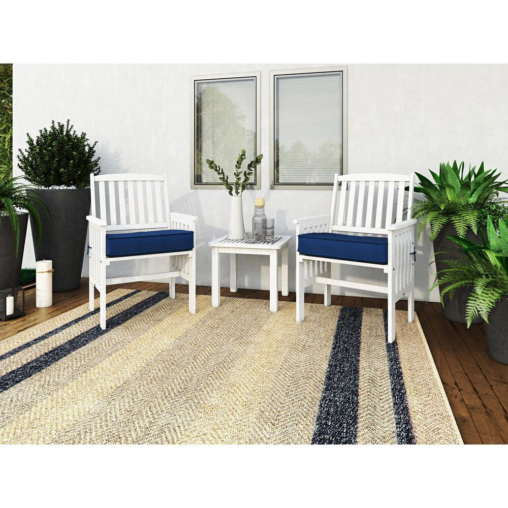 CorLiving Miramar 3-Piece Patio Chat Set in White/Navy Blue, , large