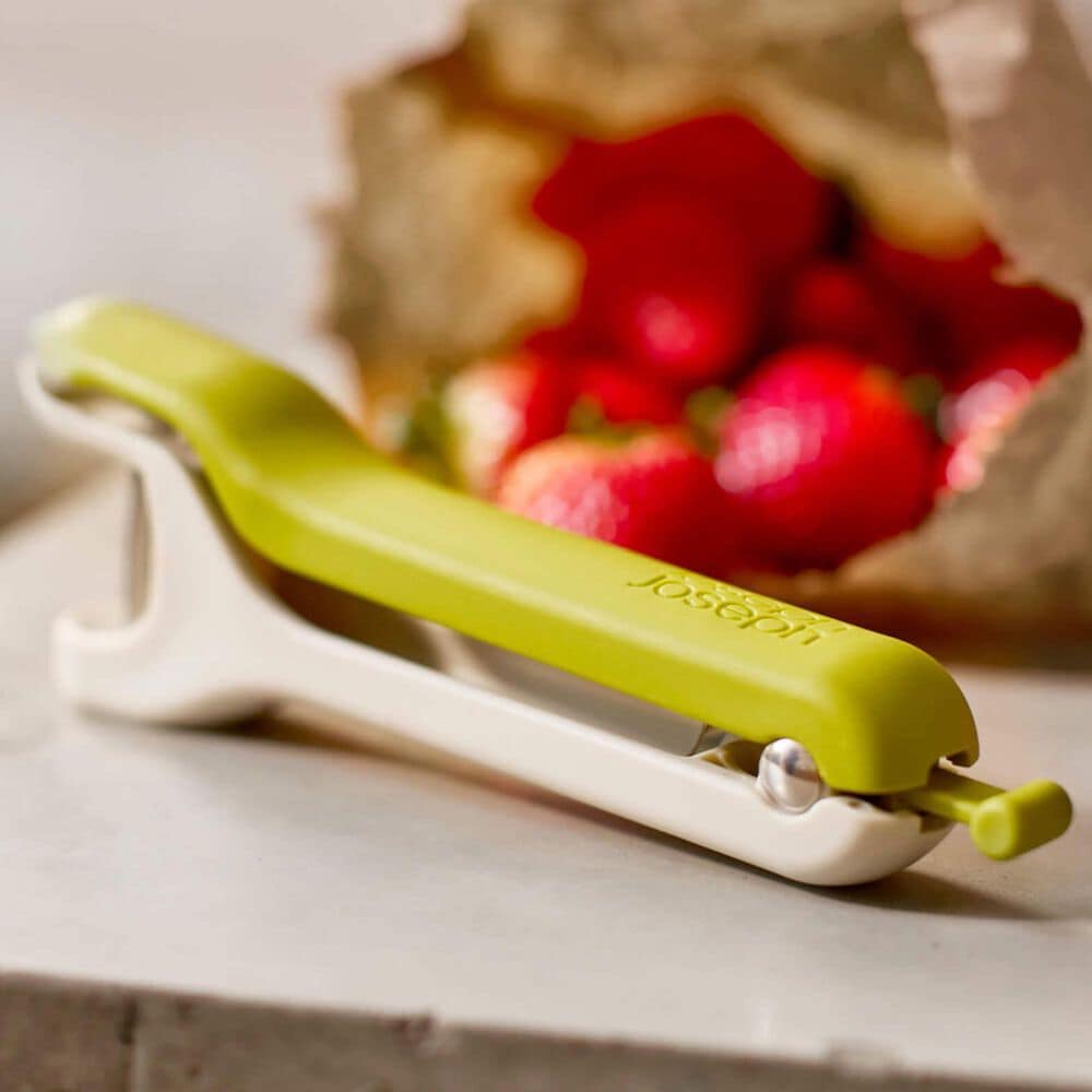 Joseph Joseph Tweezy 2-in-1 Pitter and Huller Tool in White and Green, , large