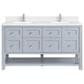 James Martin Vanities Breckenridge 60" Double Bathroom Vanity in Serenity Blue with Single Hole 3 cm White Zeus Quartz Top and Rectangular Sinks, , large