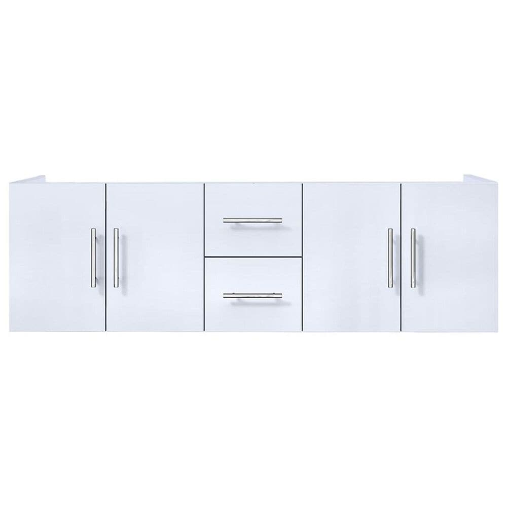 Lexora Home Geneva 60&quot; Double Bathroom Vanity in Glossy White with 2 cm White Carrara Marble Top and Rectangular Sinks, , large