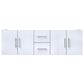 Lexora Home Geneva 60" Double Bathroom Vanity in Glossy White with 2 cm White Carrara Marble Top and Rectangular Sinks, , large