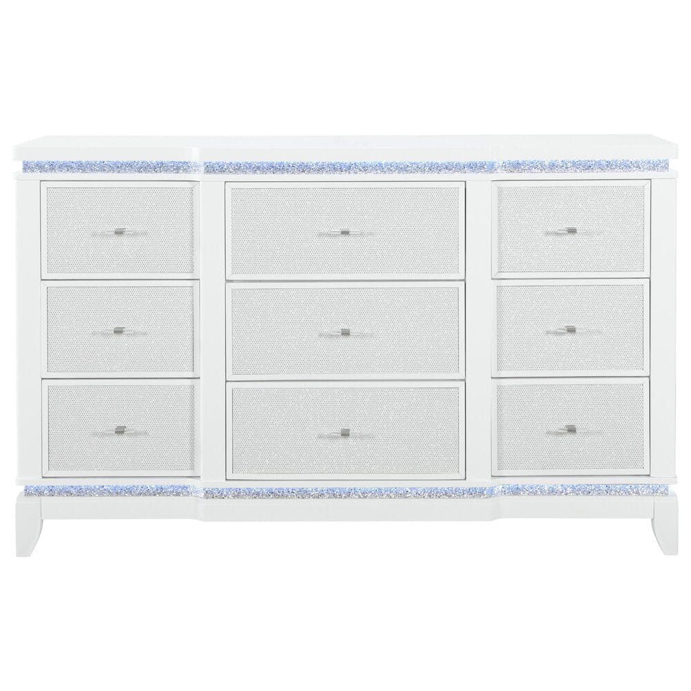 Global Furniture USA Alina 9-Drawer Dresser Only in White with LED, , large