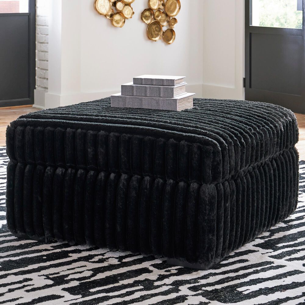 Ashley Midnight-Madness Oversized Accent Ottoman in Onyx, , large