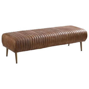 Moe"s Home Collection Endora Top Grain Leather Bench in Brown, , large
