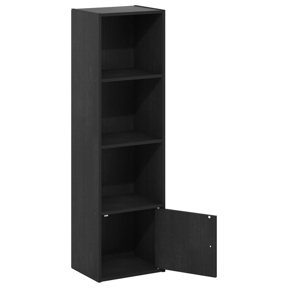 HOMLUX 4-Tier Shelf Bookcase with Door Storage Cabinet in Blackwood, , large