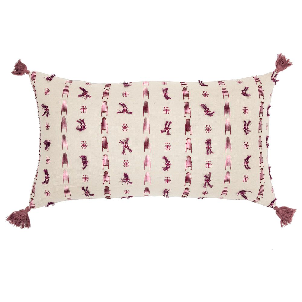 Rizzy Home Geometric 14&quot; x 26&quot; Down Filled Pillow in Natural and Red, , large