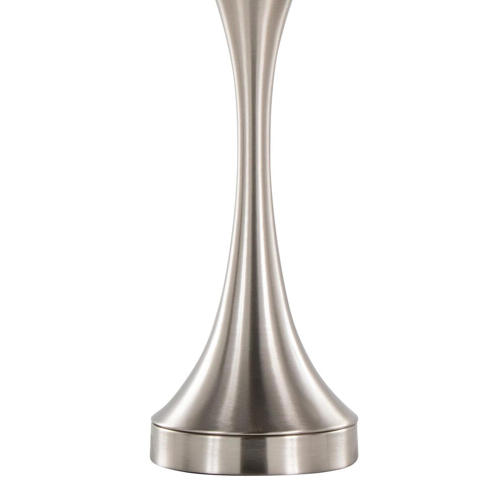 LumiSource Lenuxe 25" Metal Table Lamp with Grey Linen Shade in Brushed Nickel (Set of 2), , large