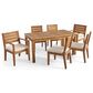 Hearth and Haven 7-Piece Outdoor Expandable Dining Set with Beige Cushions in Natural, , large