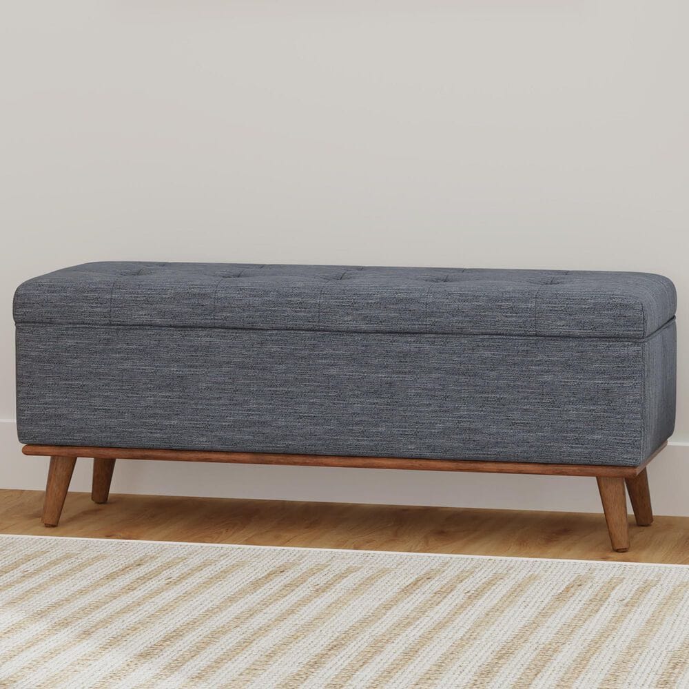 Emerald Home Furnishings Rory Storage Bench in Dark Walnut, , large