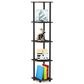HOMLUX 5-Tier Modern Tall Corner Open Bookshelf in Dark Brown and Black, , large