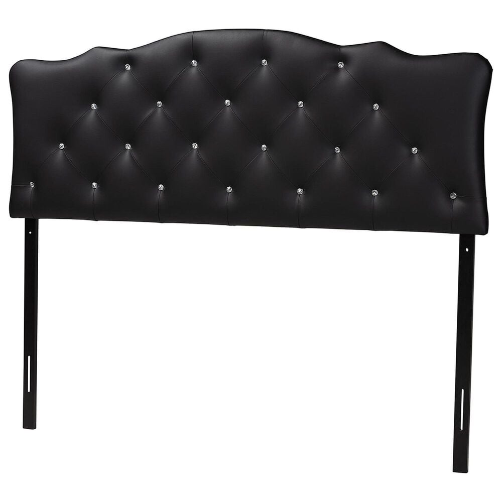 Baxton Studio Rita Queen Panel Headboard with Faux Leather Upholstered in Black, , large