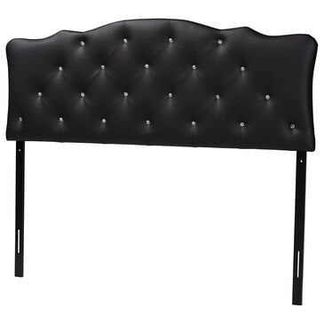 Baxton Studio Rita Queen Panel Headboard with Faux Leather Upholstered in Black, , large