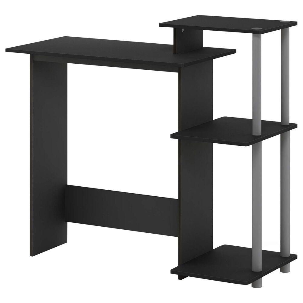 HOMLUX 40" Computer Desk with Open Side Shelves in Black and Grey, , large