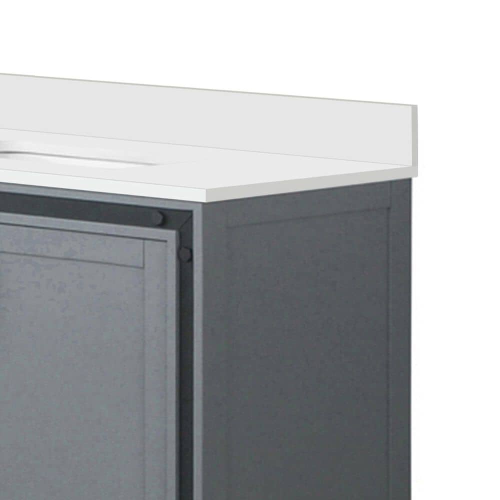 Lexora Home Ziva 84&quot; Double Bathroom Vanity in Dark Grey with 2 cm White Quartz Top and Rectangular Sinks, , large