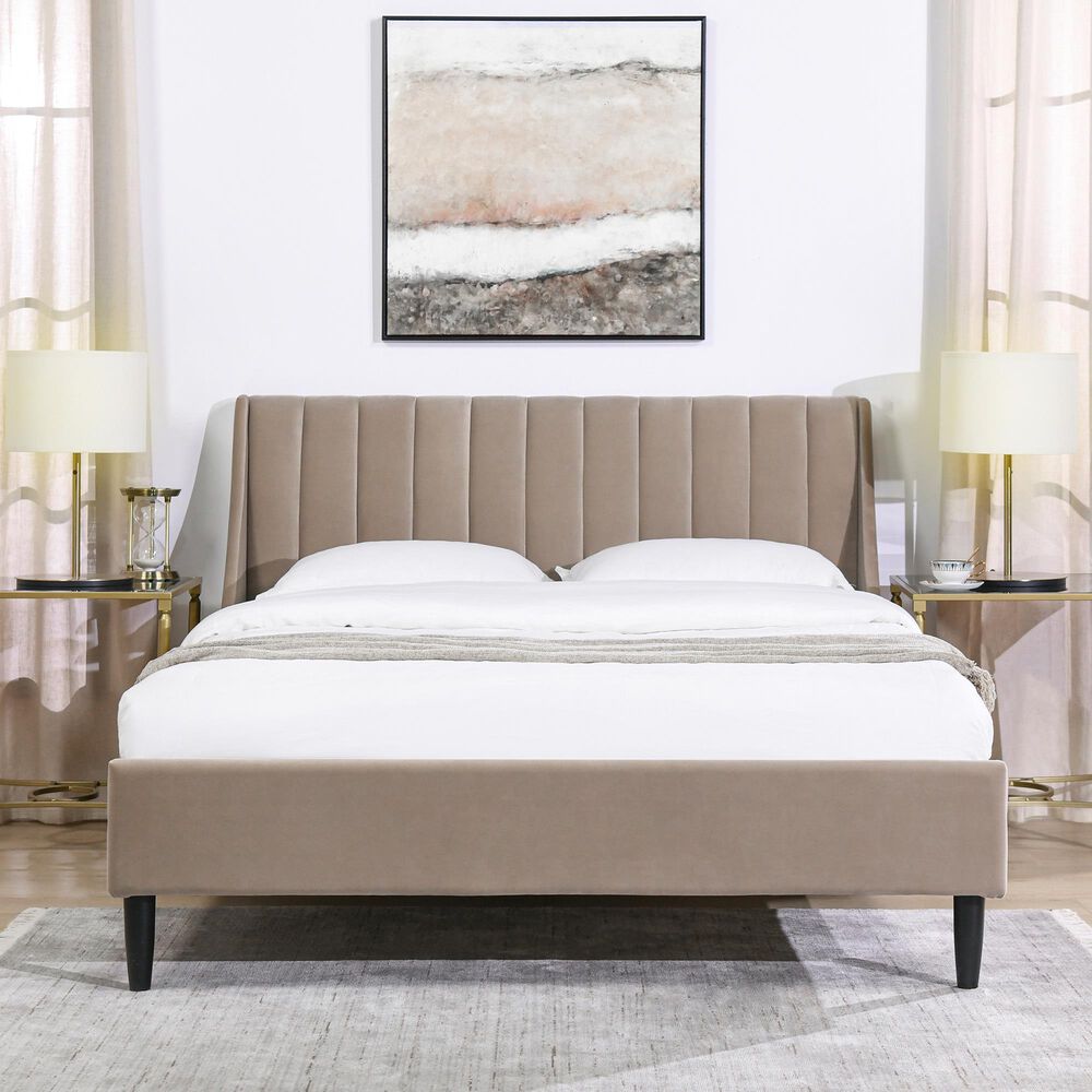 Jennifer Taylor Home Aspen Queen Platform Bed in Mink Beige NFM