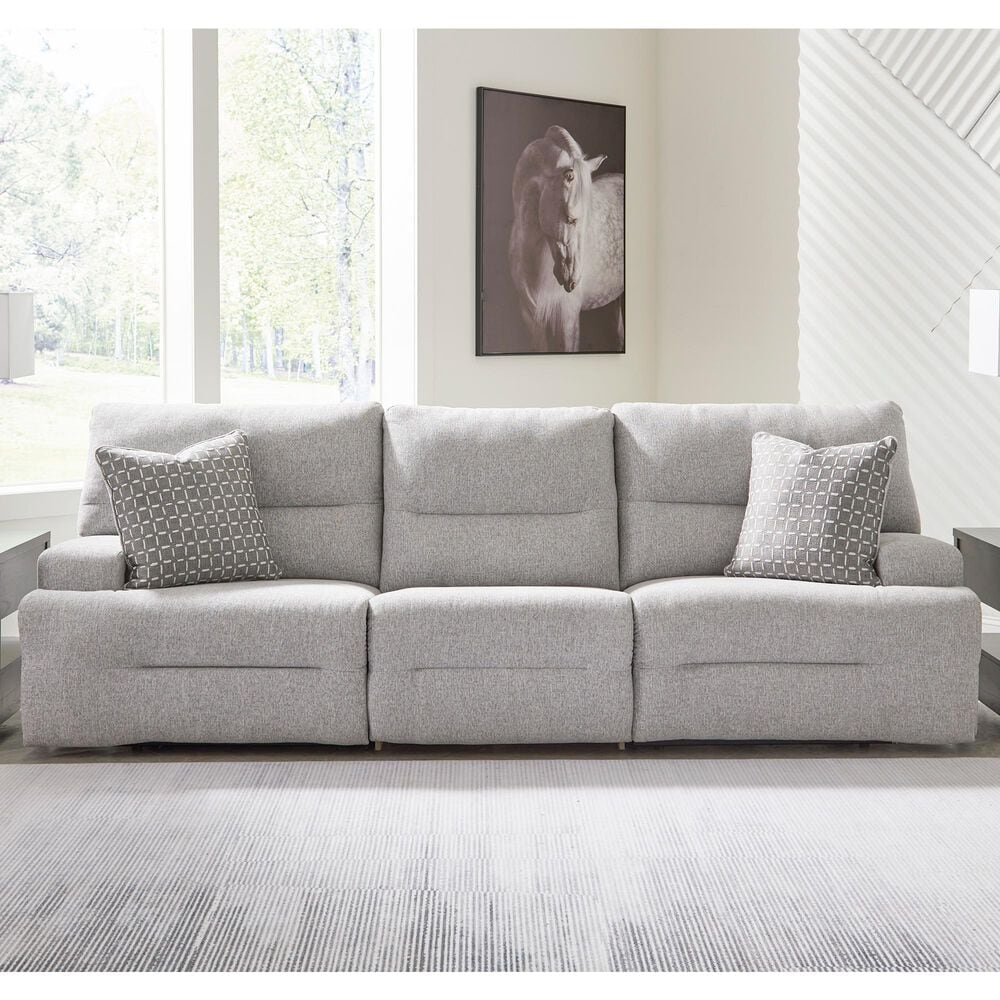 Ashley Acklen Place 3-Piece Power Symmetrical Reclining Sofa in Pewter, , large