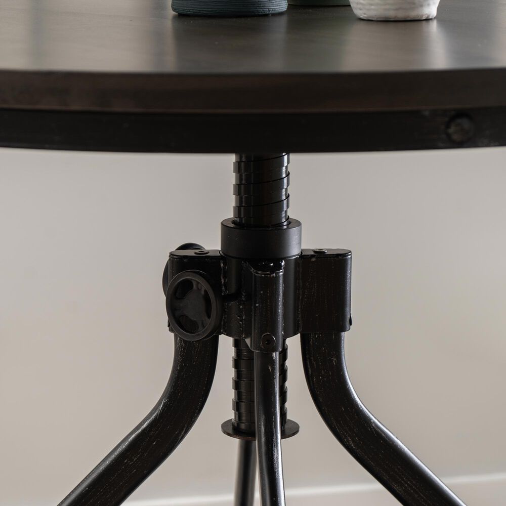 Linon Home Decor Hawkford Adjustable Round Bar Table in Grey and Gunmetal - Table Only, , large