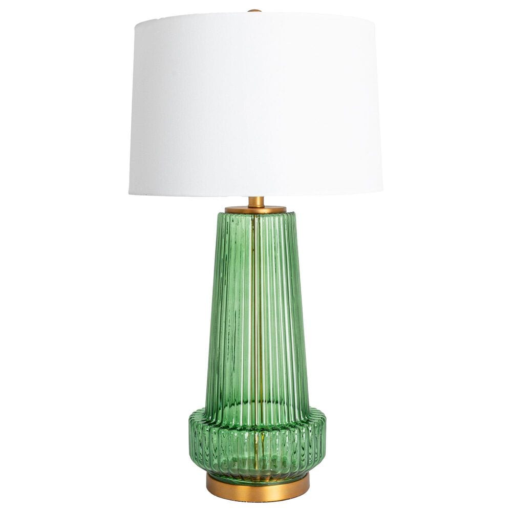 Creative Coop Bernadette Ribbed Glass Table Lamp in Green, , large
