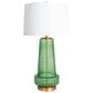 Creative Coop Bernadette Ribbed Glass Table Lamp in Green, , large