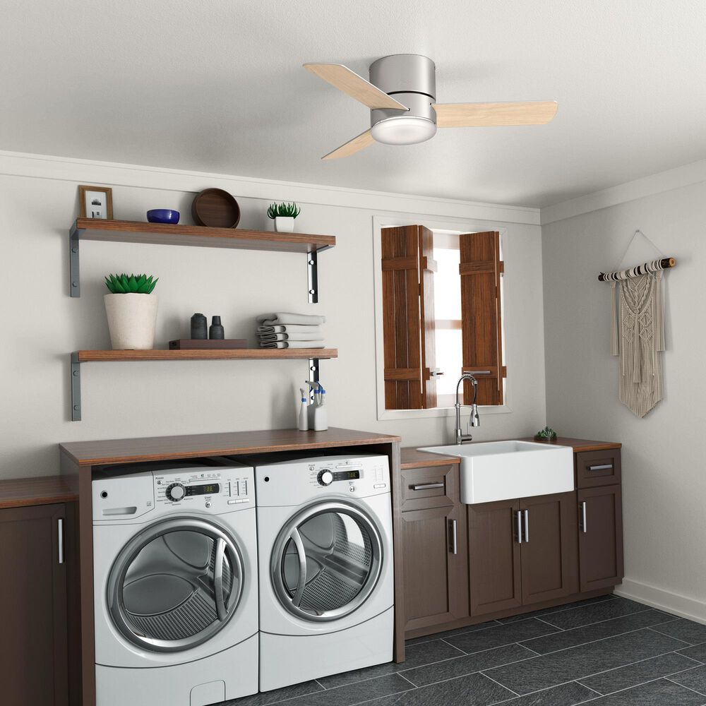 Hunter Minimus Low Profile 44&quot; Ceiling Fan with LED Light in Brushed Nickel, , large