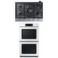 Samsung 2-Piece Kitchen Package with White 30" Glass Double Wall Oven and Stainless Steel 30" Smart Gas Cooktop, , large