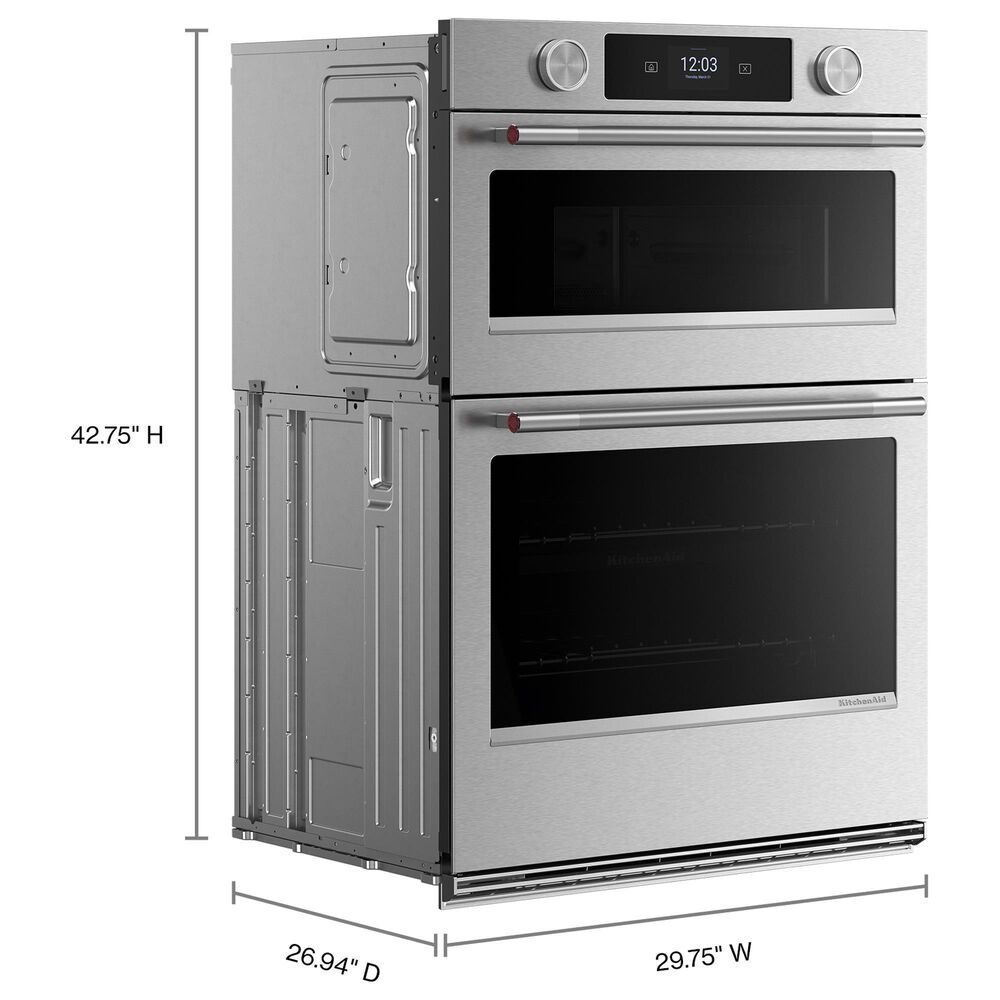 KitchenAid 2-Piece Kitchen Package with PrintShield Stainless Steel 30" Smart Combination Wall Oven and Black 36" Induction Cooktop, , large