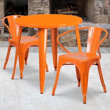 Flash Furniture 3-Piece Metal Table Set in Orange, , large