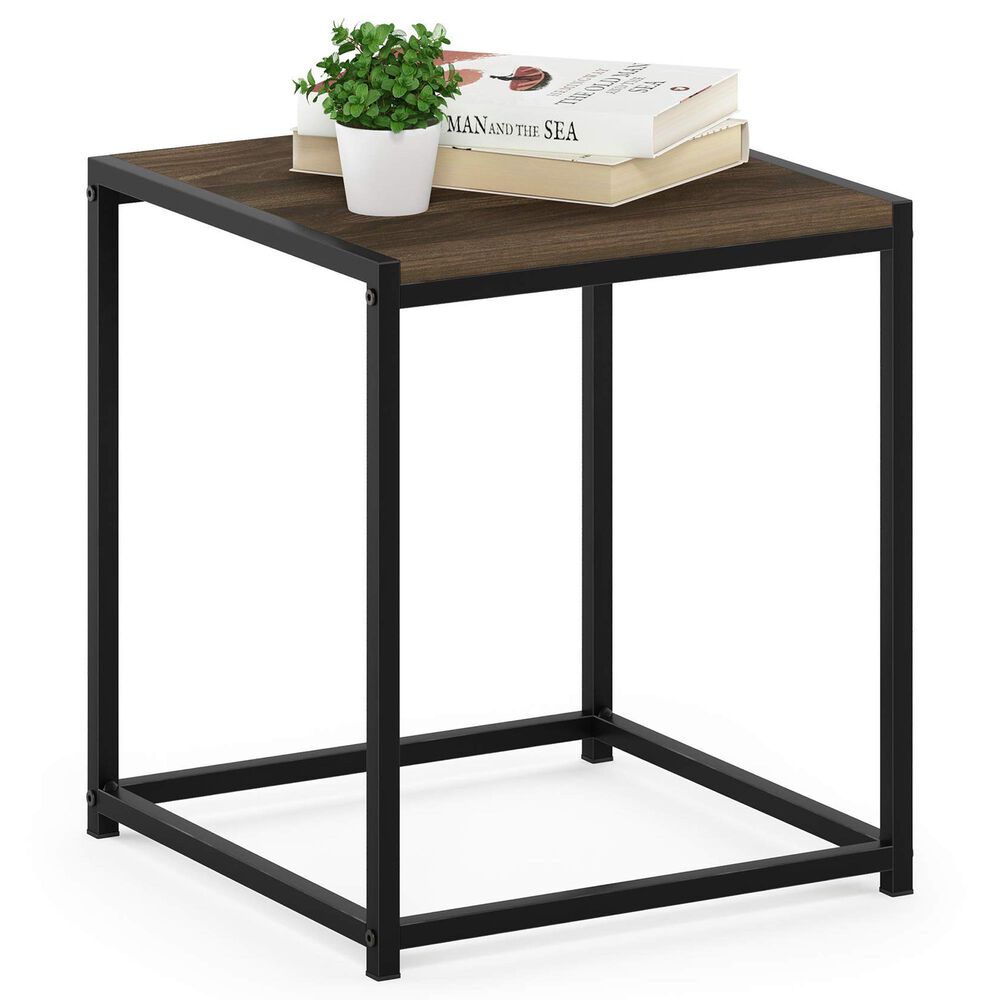HOMLUX 1-Tier End Table in Columbia Walnut and Black, , large