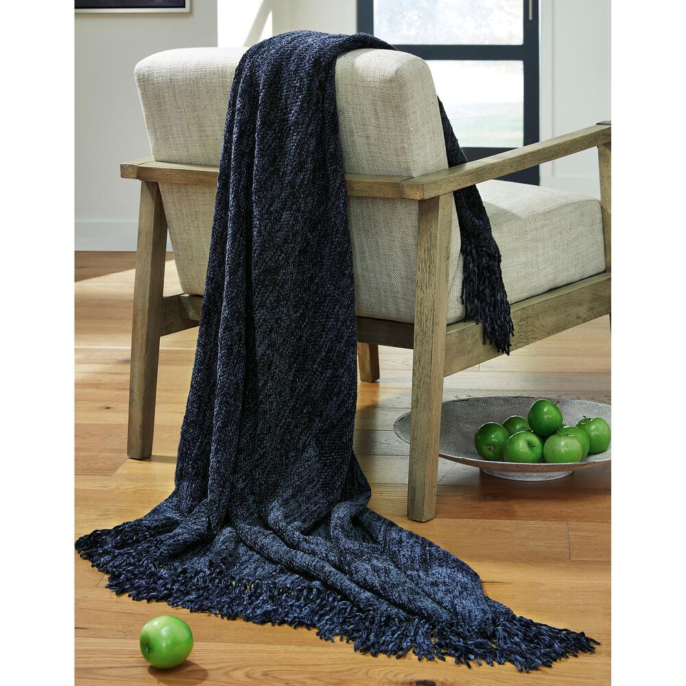 Ashley Tamish 50&quot; x 60&quot; Throw in Dark Blue, , large
