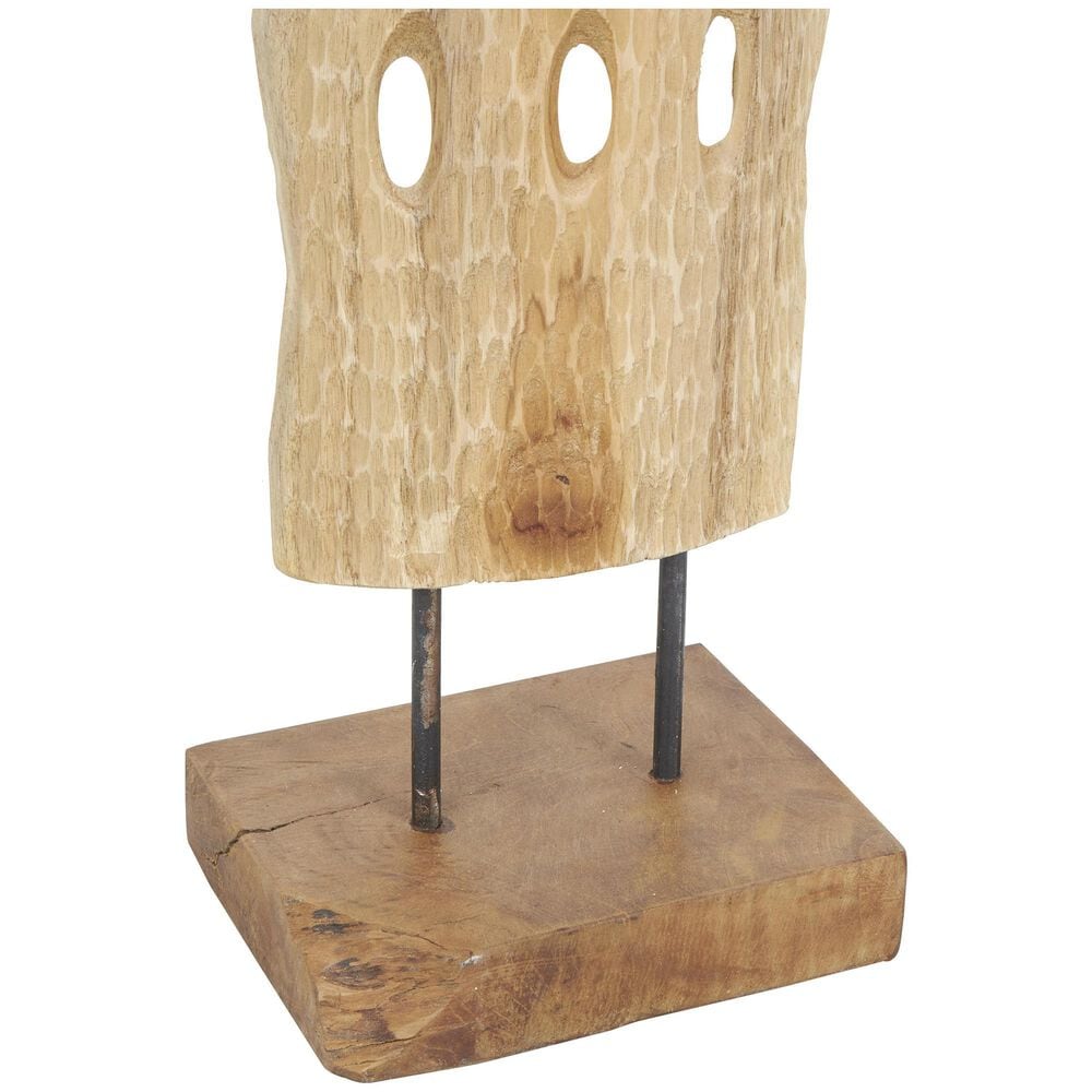 Maple and Jade 60&quot; Handmade Tall Floor Cutout Post Decorative Sculpture in Light Brown and Black, , large