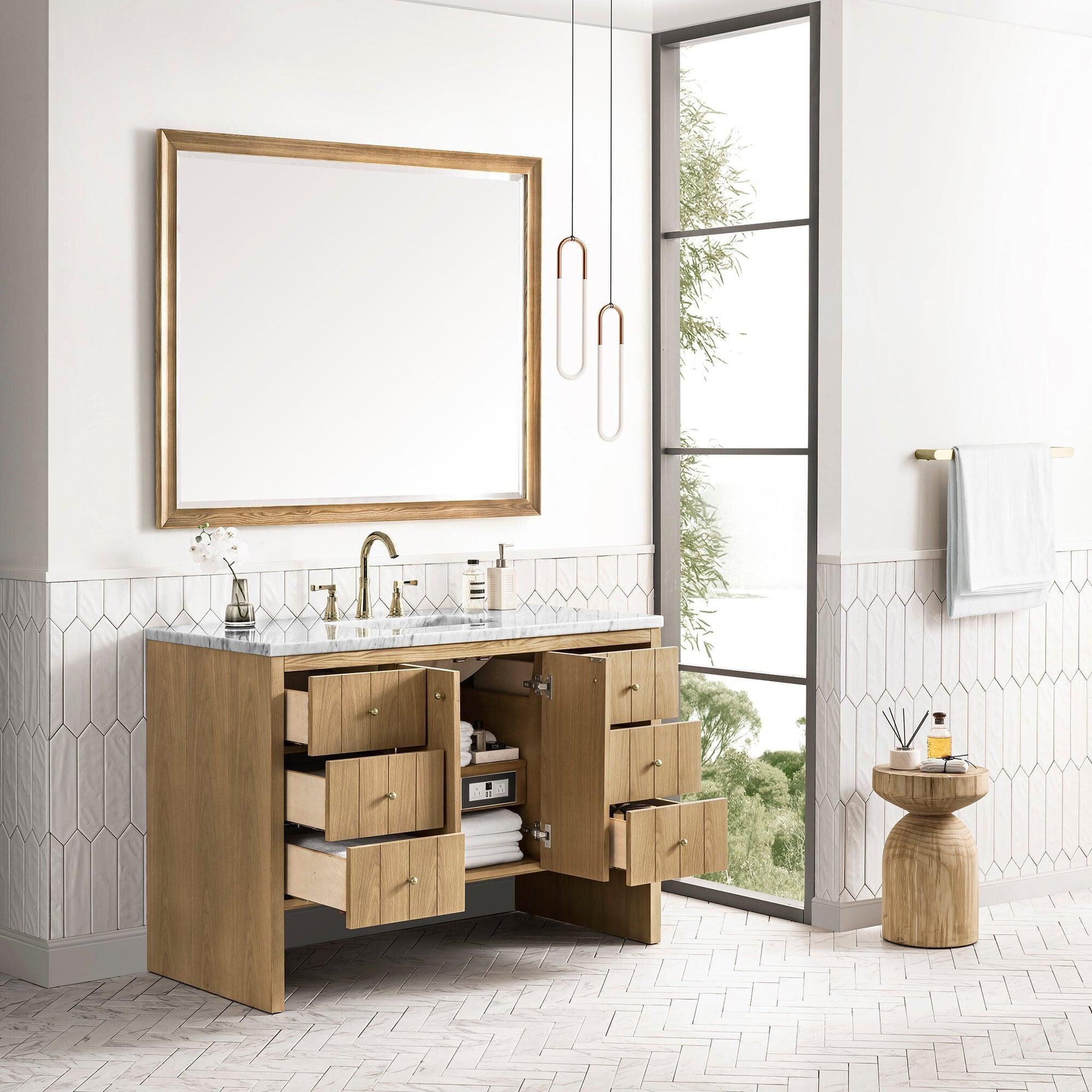 Natural wood online bathroom vanity 48