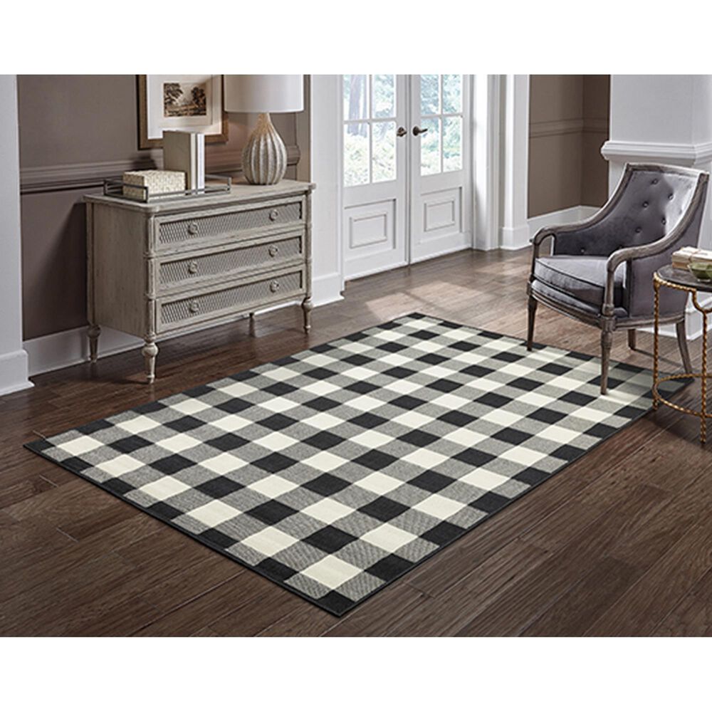 Oriental Weavers Marina 1932K 6&#39;7&quot; x 9&#39;6&quot; Black and Ivory Area Rug, , large