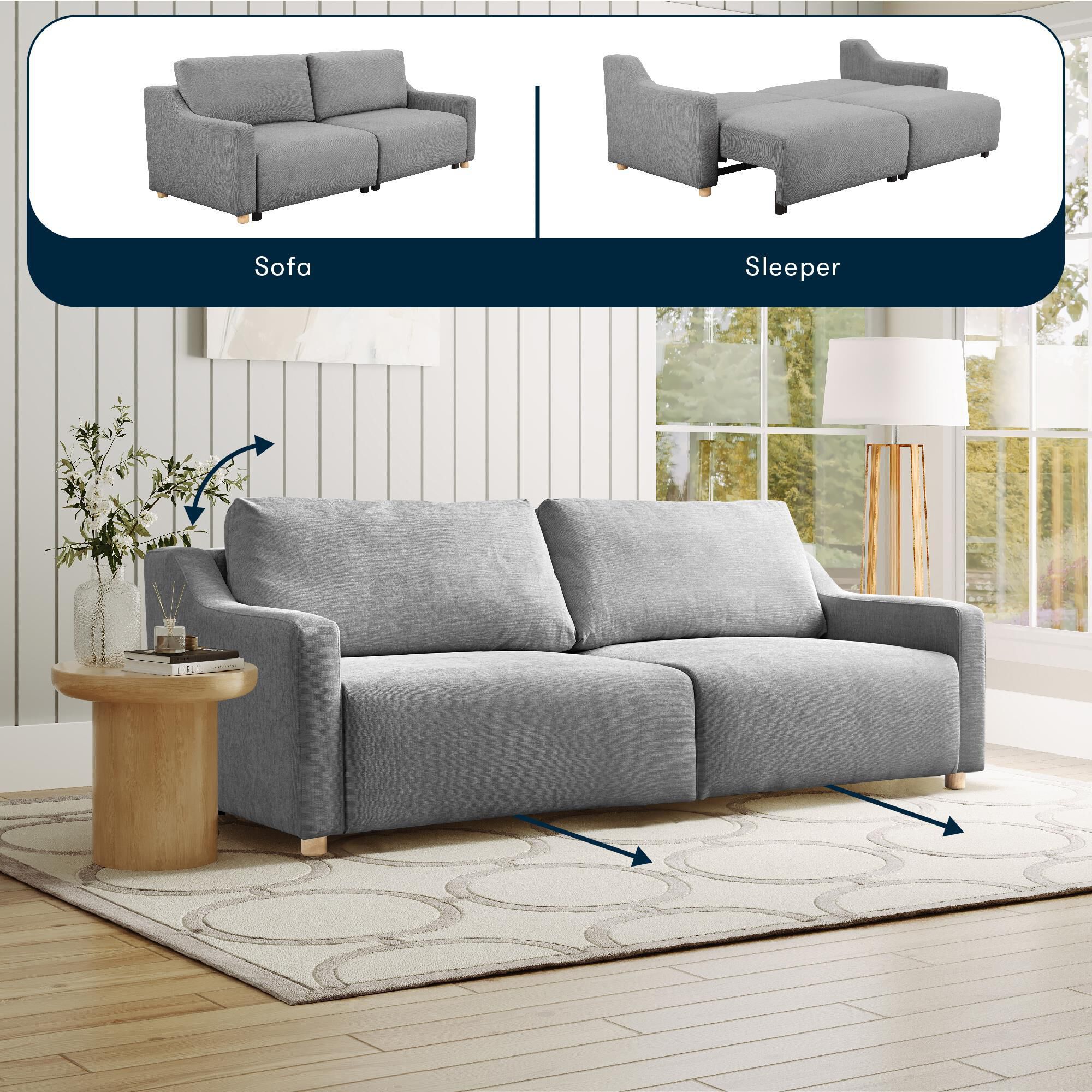 Serta Glenmont Convertible Sofa in Grey