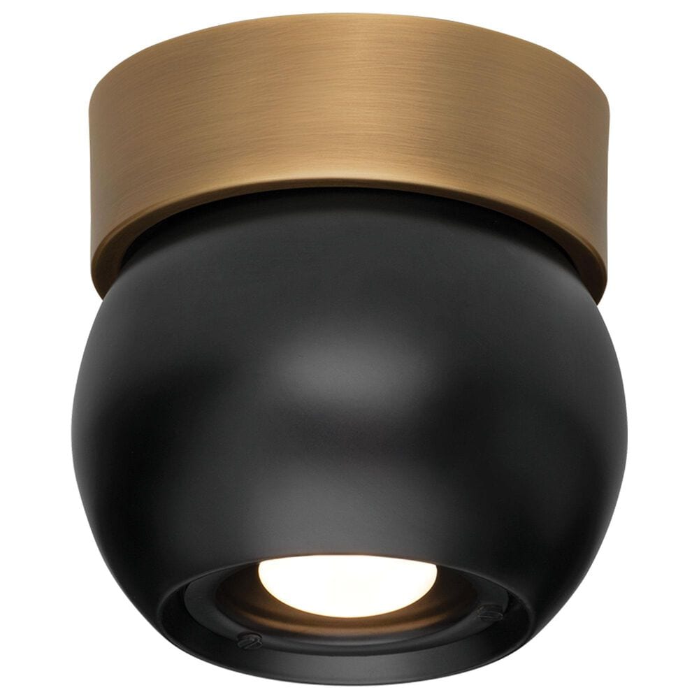 Troy Lighting Odin 1-Light Flush Mount in Patina Brass and Soft Black, , large
