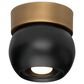 Troy Lighting Odin 1-Light Flush Mount in Patina Brass and Soft Black, , large